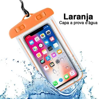 Capinha Bag Aquática Para Celular Prova D'água Universal + Cor Laranja