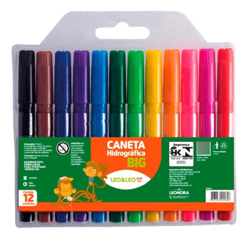 Canetinha Caneta Hidrocor Big 12 Cores Ponta Grossa