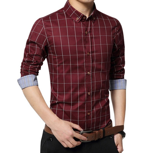 Camisa Social Masculina Slim Fit Estilo Casual Moderna Luxo