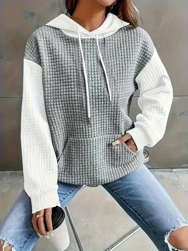Chaqueta Tipo Sudadera Con Capucha Color Block