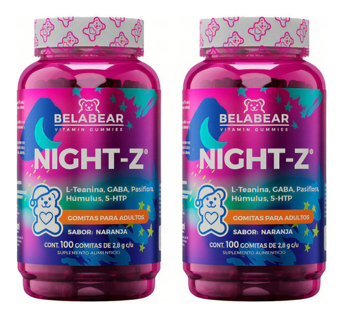 Pack 2 Belabear Night Z Para Dormir 200 Gomitas Sabor Naranja