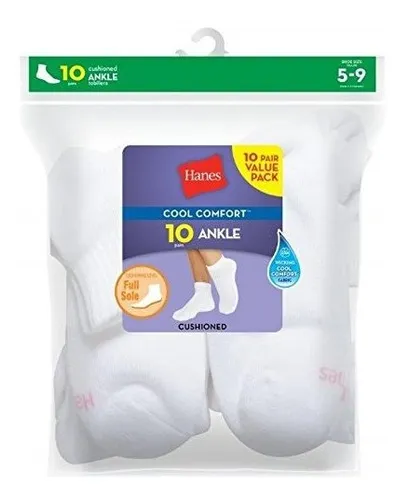 Hanes Calcetines Deportivos Para Mujer, 10 Pares, Color Blan