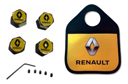 Tapas Cubre Valvula Amarillo Renault  X4 + Bolsa Multiuso