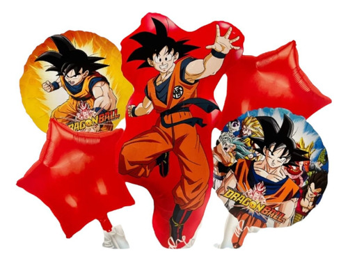 Set 5 Globos Goku Dragon Ball Decoración Fiesta Goku Goku Rojo Goku