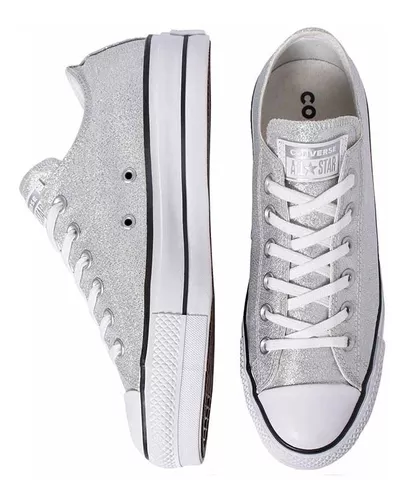 antecedentes crema televisor Zapatilla Converse Plataforma All Star Lift Ox Mujer Plata