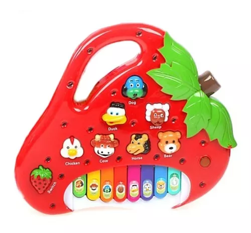 Piano teclado infantil bebe bichos musical moranguinho king toys