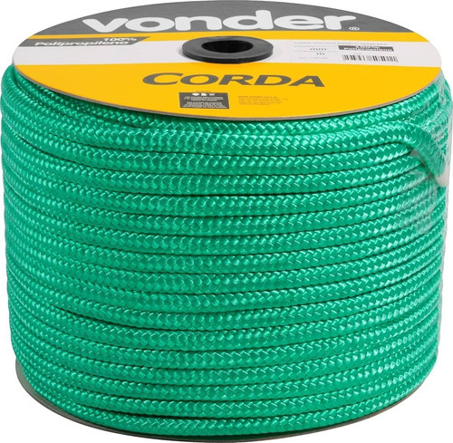 Corda Multifilamento 1cm Trançada Vonder 190m Carretel Verde