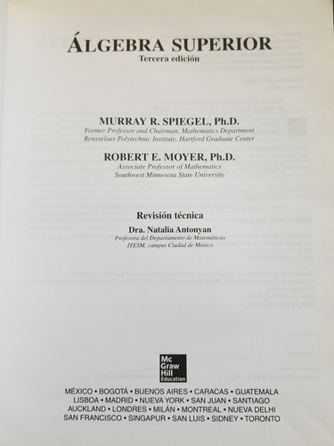 A6 Álgebra Superior, Murray R. Spiegel (Usado)
