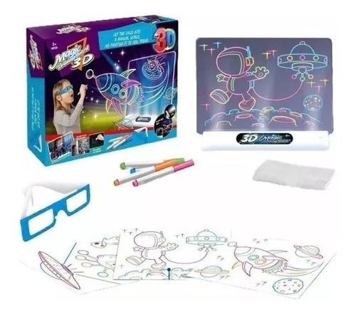 3d Magic Pad Drawing Board Luz Led Dibujo Tablero Niños Neon