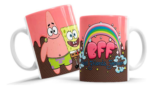 Taza De Ceramica, Best Friends, Bob Esponja, Helado, 11oz