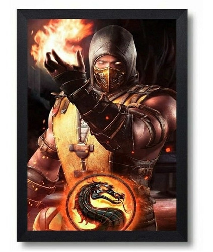 Cuadro Scorpion Mortal Kombat Marco Con Vidrio 35x50