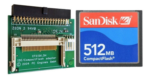 Cartão Memória Compact Flash Sandisk 512mb Cf Adaptador Ide