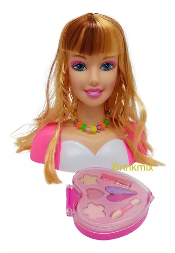 Boneca cabeca barbie maquiar