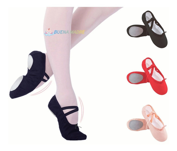 Suela Completa De Lona Negra Zapatos De Ballet Bombas para niños de le Papillon-Danza Yoga 