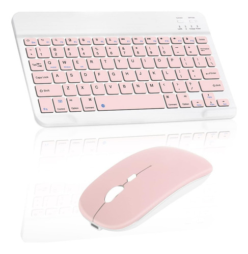 Teclado Mouse Slim Bluetooth Inalámbrico Rosa Pc Mac Tablet