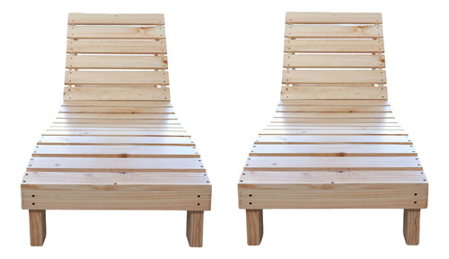 Reposeras Terraza Y Mesa Madera / Cojin Azul