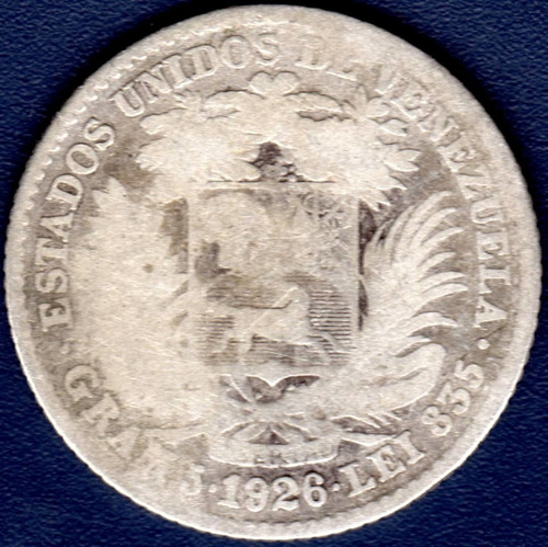 Moneda De Plata De 1 Bolívar Del Año 1926