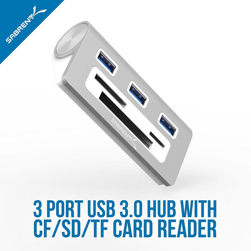 Imagen 5 de 6 de Lector De Memoria + Hub Usb 3.0 3 Port - Microsd / Sd / Cf