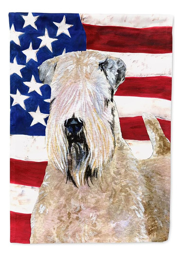 Caroline's Treasures Ss4019gf Usa American Flag With Wheaten