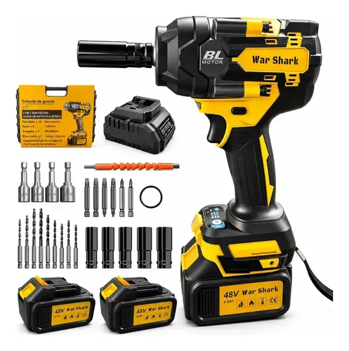 Chave de Impacto Parafusadeira War Shark de 1500 N.m com 2 Baterias e Maleta WAR