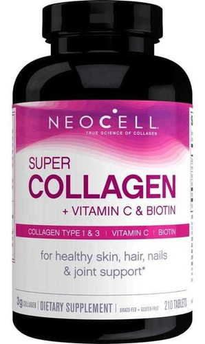 Colágeno +vitamina C Y Biotina,210 Tabletas, Neocell