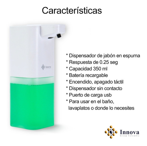 Imagen 2 de 7 de Dispensador Automático De Jabón En Espuma Innova Sd - 03