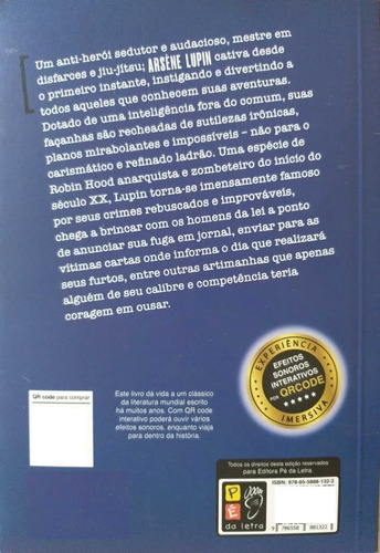 Imagem 3 de 3 de Livro Arséne Lupin O Ladrão De Casaca Pé Da Letra