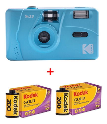 Película Azul De La Cámara 135 De Kodak M35 Con 2 Rollos De