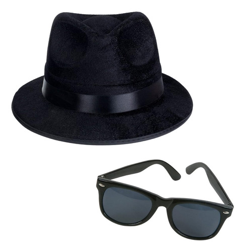 Sombreros De Fiesta Divertidos Sombrero Fedora Gangster Negr