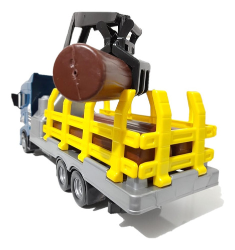 Imagem 1 de 9 de Brinquedo Caminhão Tora De Madeira Com Guindaste Articulado