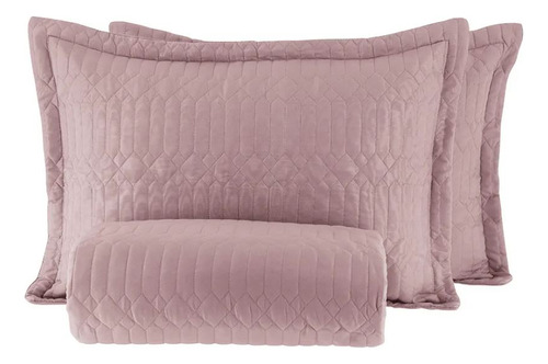 Cobre Leito Queen 3 Pçs Celeste Dupla Face Percal 300 Fios Cor Rosa