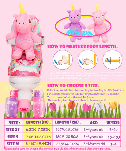 Patines De Unicornio Ajustables Para Niñas Pequeñas Talla De Los Patines 0 Mm Rosado