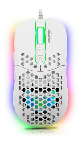 Mouse Gamer Rgb 7 Botones 7200 Dpi Micronics Warrior Blanco