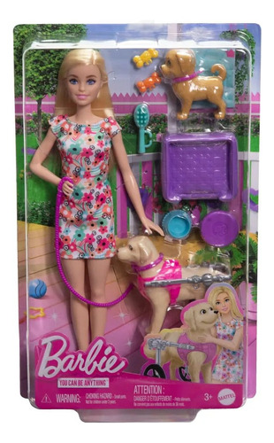 Muñeca Barbie y perro en la silla de ruedas Mattel - Htk37
