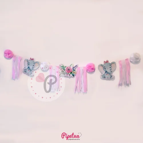 Guirnalda 1 Metro Colgante Elefante Bebe Baby Shower Cumple