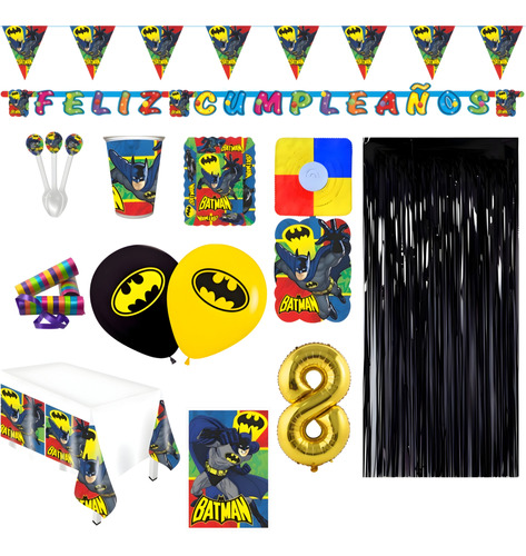 Kit Infantil Decoración Fiesta - Batman X36 Invitados