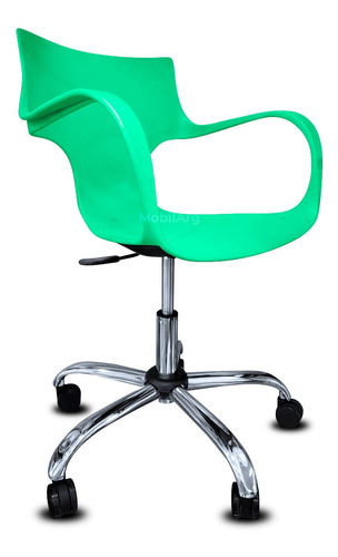 Imagen 3 de 9 de Silla De Escritorio Oficina Giratoria Neumatica Base Cromada Modelo Jim Con Ruedas - Mobilarg