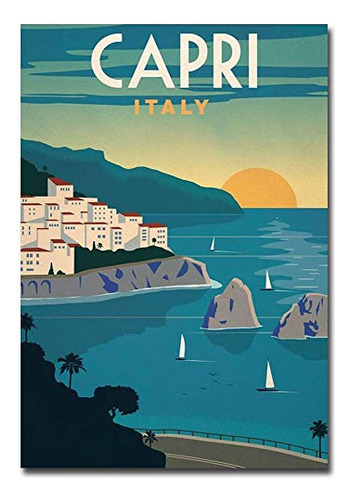 Imán Para Nevera Capri Italy Travel, Arte Vintage, Tamaño 2.