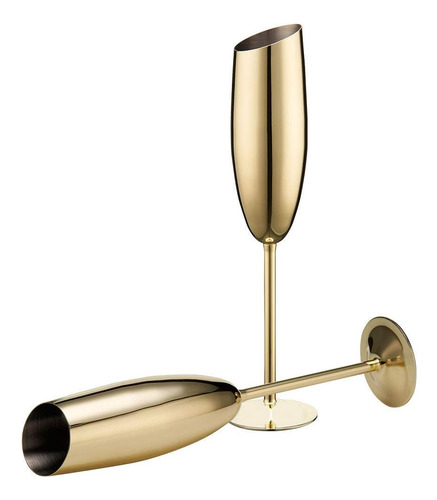 Elegantes Copas De Champán De Acero Inoxidable Doradas Para