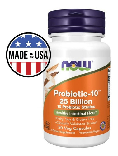 Probiotico 10 25 Billion 50 Caps Vegan Now Intestinos Sanos