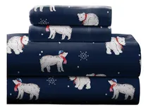 Comprar Juego De Sábanas De Franela 100% Algodón King Oso De Nieve