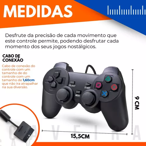 Kit Completo Compativel Ps2 2 Controles +Fonte+Cabo Rca+Card