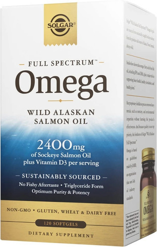 Omega Full Spectrum Alaskan 120 Capsulas Blandas Solgar. Sabor Neutro