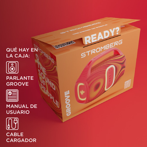 Parlante Portatil Boombox Stromberg Groove Bluetooth Ipx4 Fm Color Rojo - Excelente (Reacondicionado)