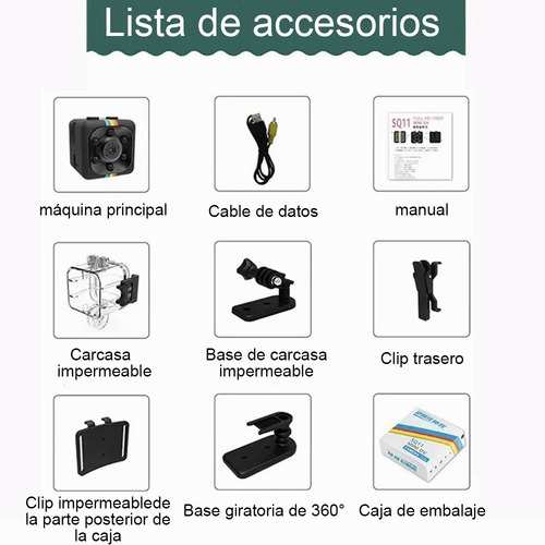 Imagen 10 de 10 de Cámara Hd Mini Cámara De Visión Nocturna Deportiva Impermeab