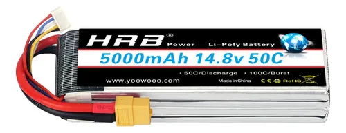 comprar Hrb Batería Lipo 4s 5000mah 14.8v 50c Xt60 Rc Lipo Batería Compatible Con Helicóptero Rc Avión, Coche, Barco, Camión
