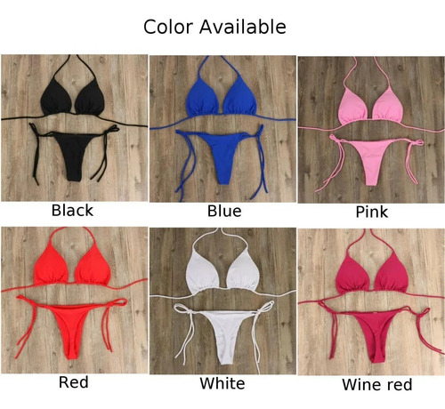 Conjunto De Bikini Tipo Tanga Con Lazo Lateral Para Mujer, E