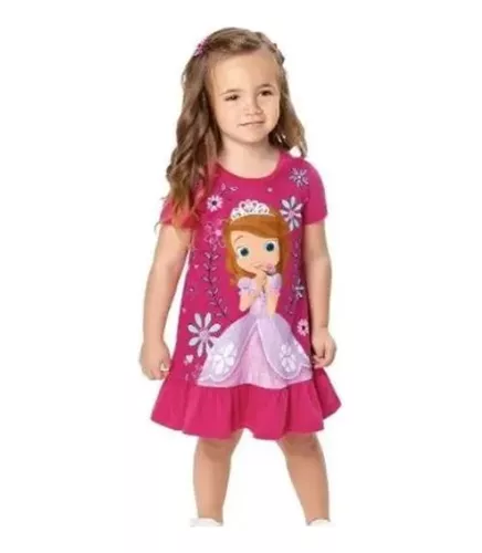 Vestido Princesinha Sofia Manga Princesa Menina Bebê Infantil