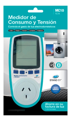 Medidor Consumo Y Tension Monofasico Enchufable Digital Kwh