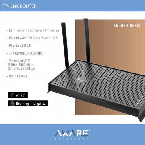 Tp-link Router Wifi 7 Archer Be230 Doble Banda Be3600